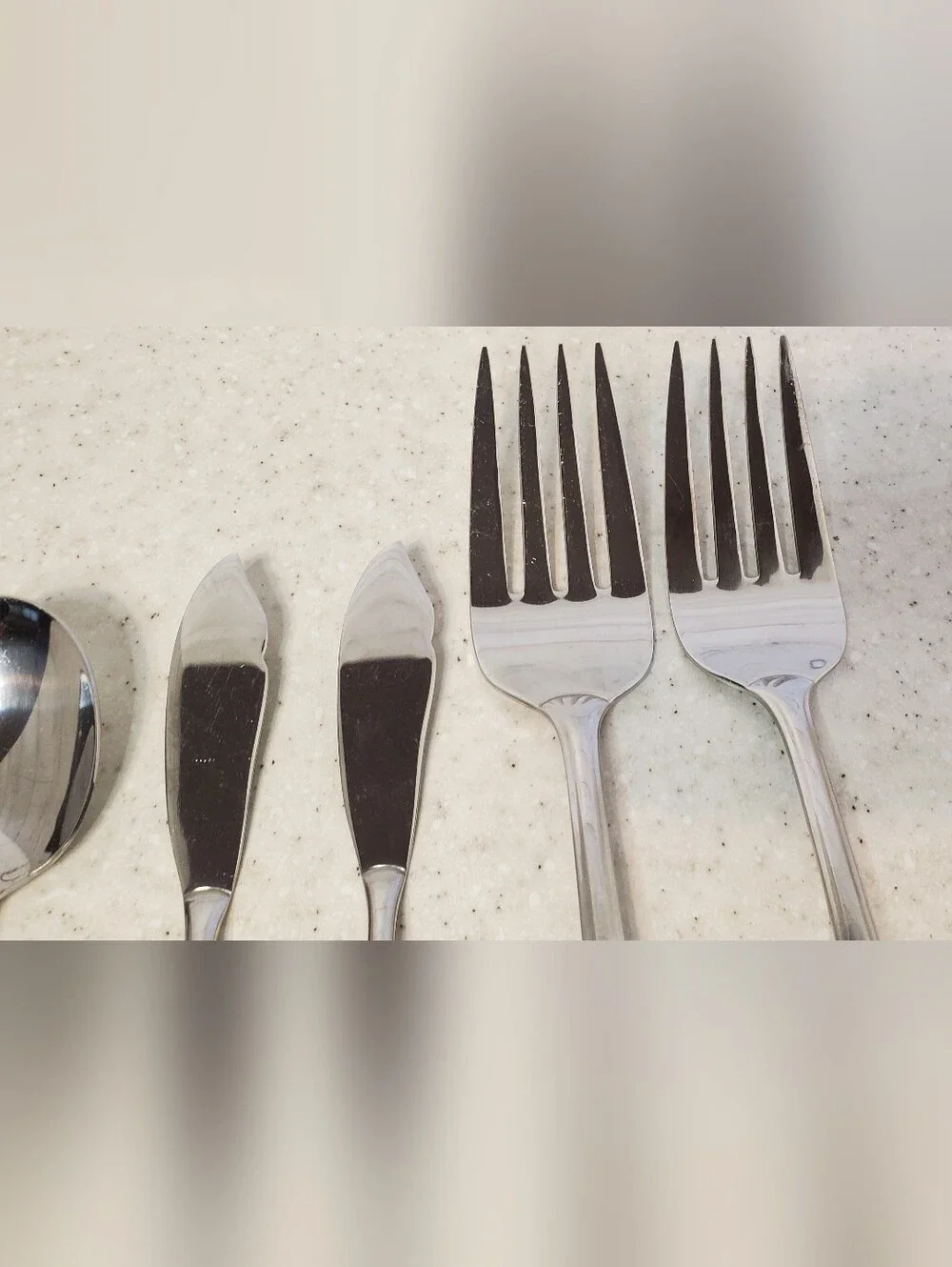Oneida Satin Sand Dune 6 Pc Serving Flatware Set Forks Spreaders Spoons